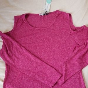 Pink cold shoulder shirt